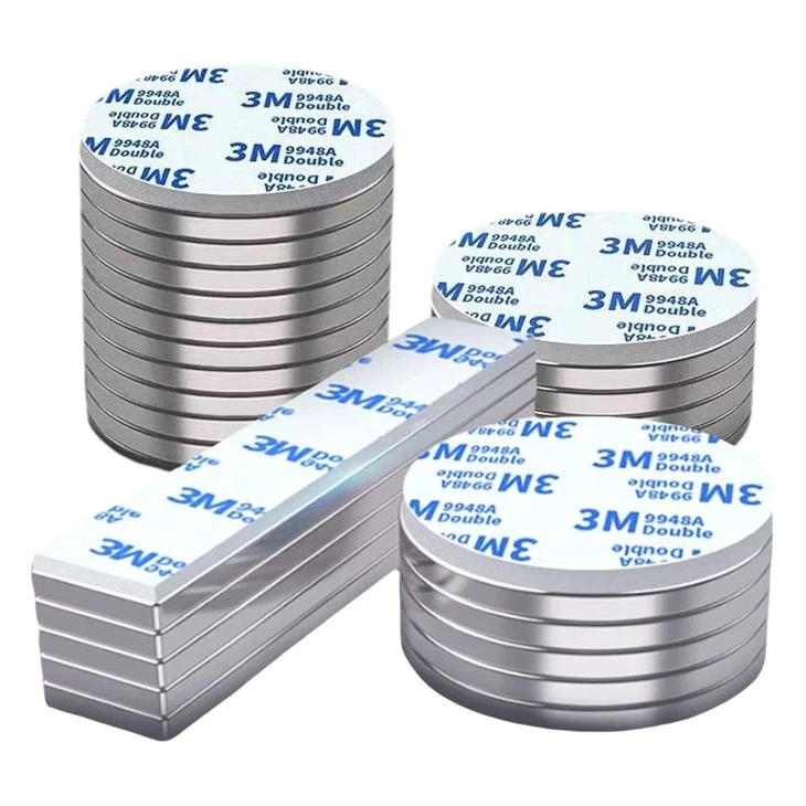 Round rectangular magnets with adhesive backing