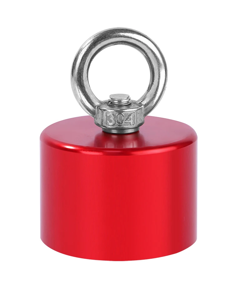 Red 360 degree fishing magnet with customizable size