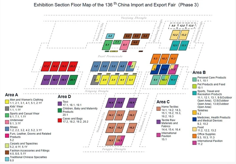 Exhibition Section Floor Map of the 136 th China lmport and Export Fair Phase 3