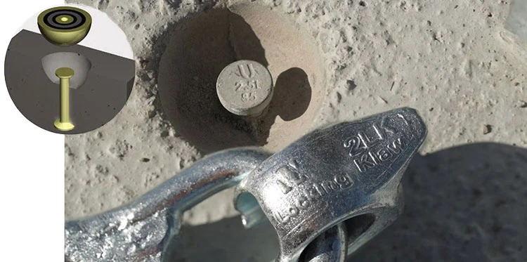 The type of anchor is located on the face of the concrete element The type of anchor is located on the face of the concrete element
