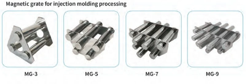 Magnetic grate for injection molding processing