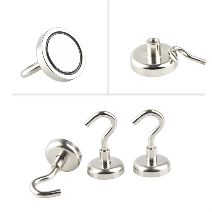 heavy duty round coated magnets with hook